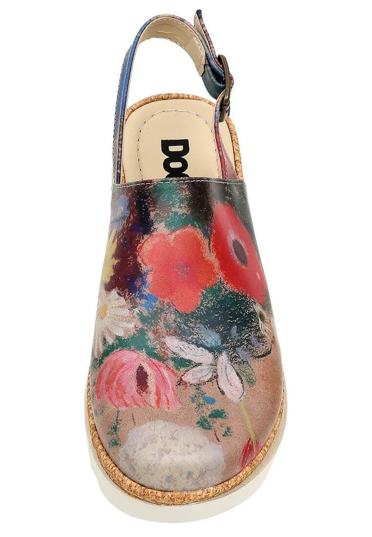 Femme Cuir Vegan Multicolore Sandales Compensées - Full of Hope Motif