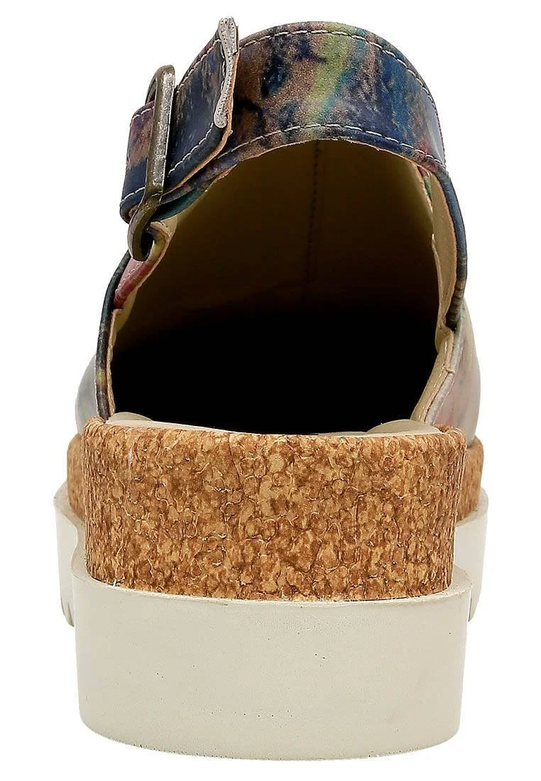 Femme Cuir Vegan Multicolore Sandales Compensées - Full of Hope Motif