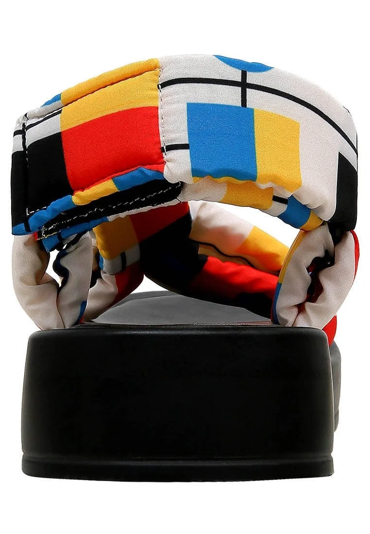 Femme Cuir Vegan Multicolore Sandales Compensées - Bauhaus Birdie Motif