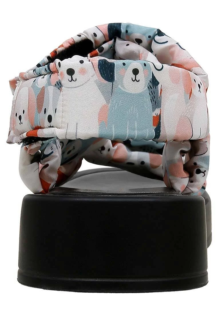 Femme Cuir Vegan Multicolore Sandales Compensées - Puppy Eyes Motif