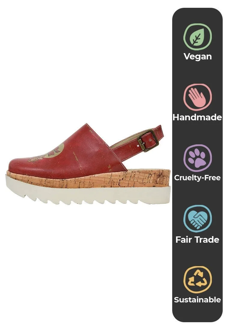 Femme Cuir Vegan Orange Sandales Compensées - Warner Bros Tom et Jerry Motif
