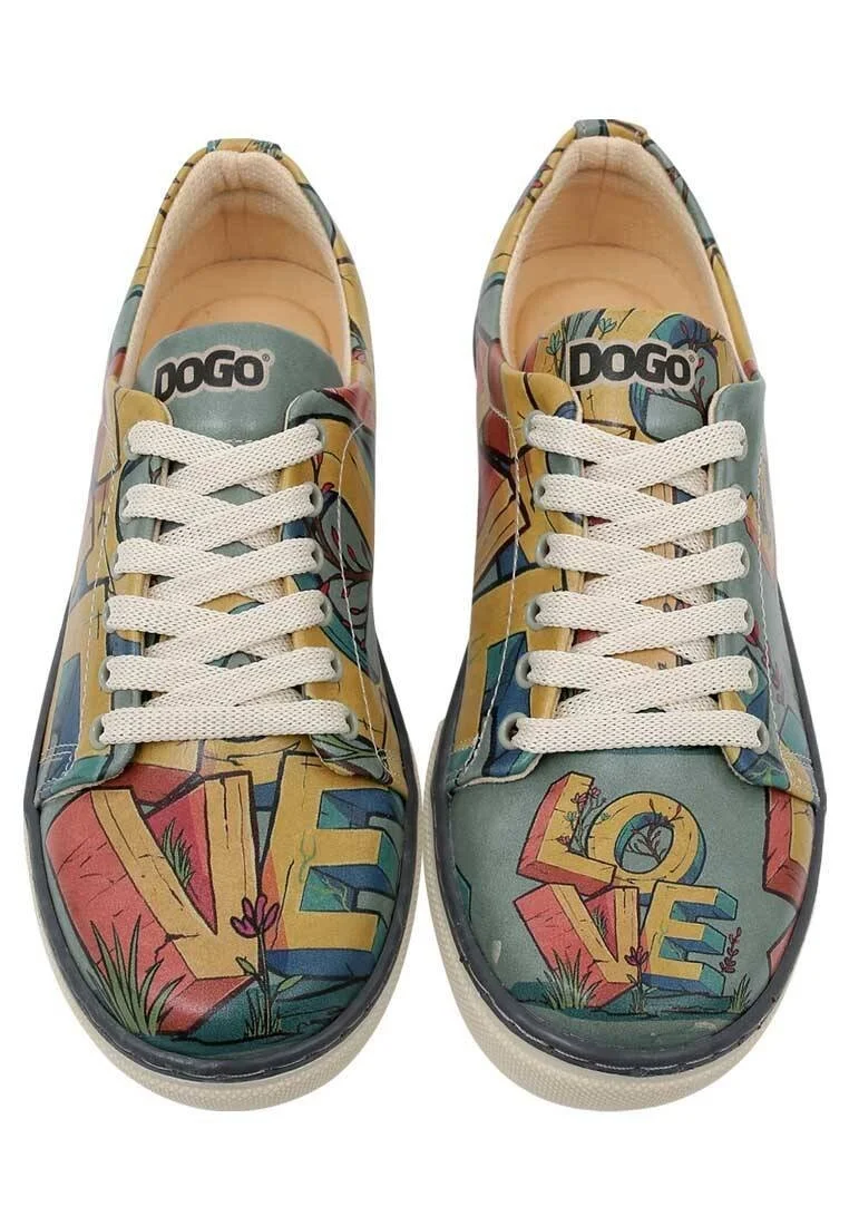 Femme Cuir Vegan Turquoise Baskets - Love Motif