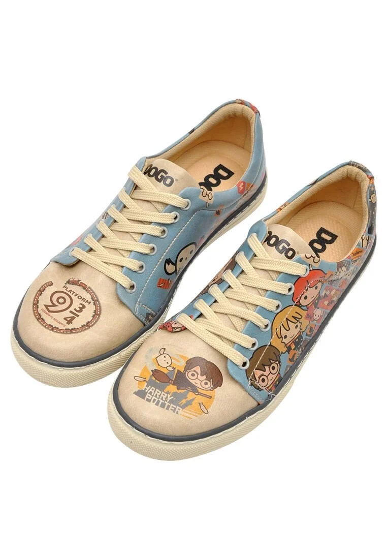 Femme Cuir Vegan Turquoise Baskets - Warner Bros Imaginary School Harry Potter Motif
