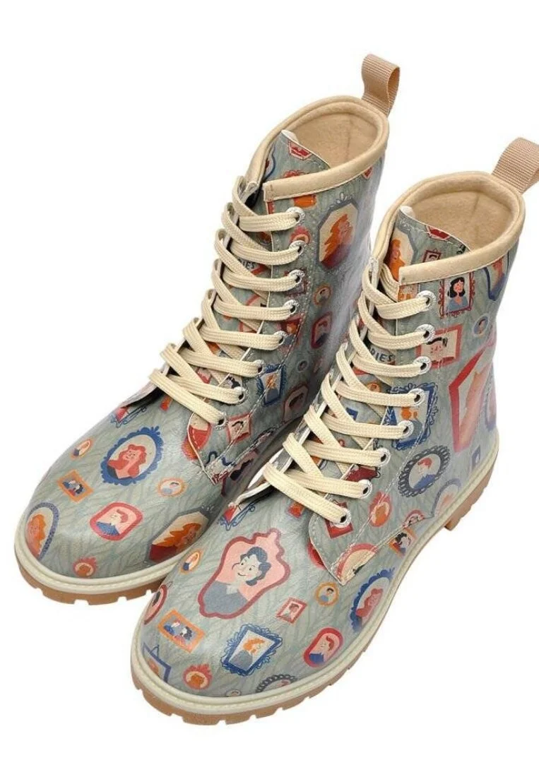 Femme Cuir Vegan Turquoise Bottes Longues - Best Memories Motif