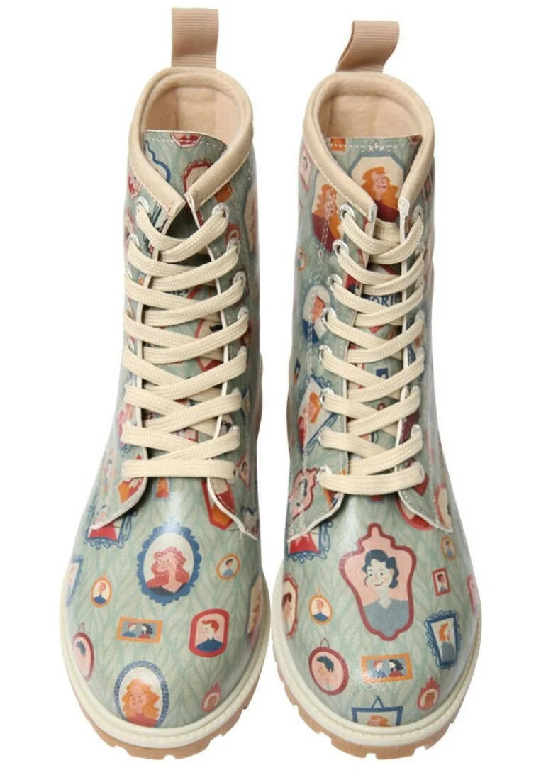 Femme Cuir Vegan Turquoise Bottes Longues - Best Memories Motif