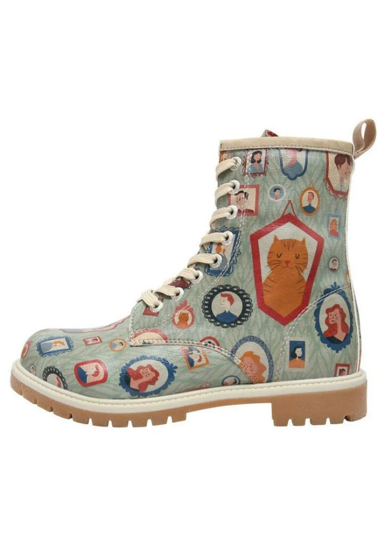 Femme Cuir Vegan Turquoise Bottes Longues - Best Memories Motif