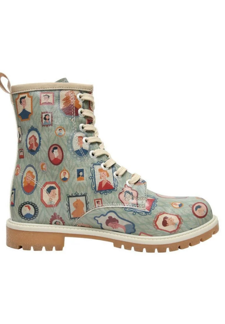 Femme Cuir Vegan Turquoise Bottes Longues - Best Memories Motif
