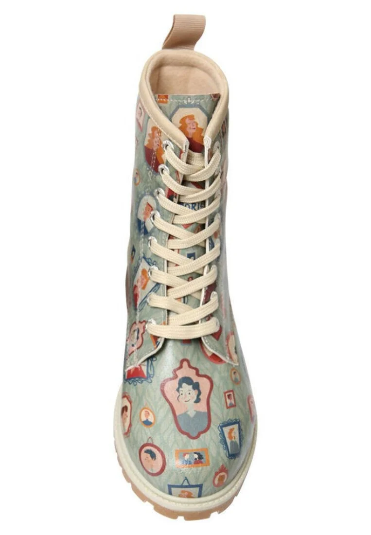Femme Cuir Vegan Turquoise Bottes Longues - Best Memories Motif