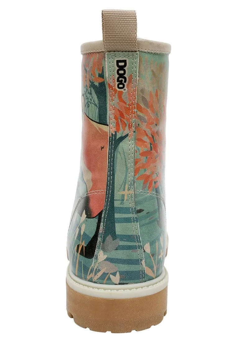 Femme Cuir Vegan Turquoise Bottes Longues - Like The Fox Motif