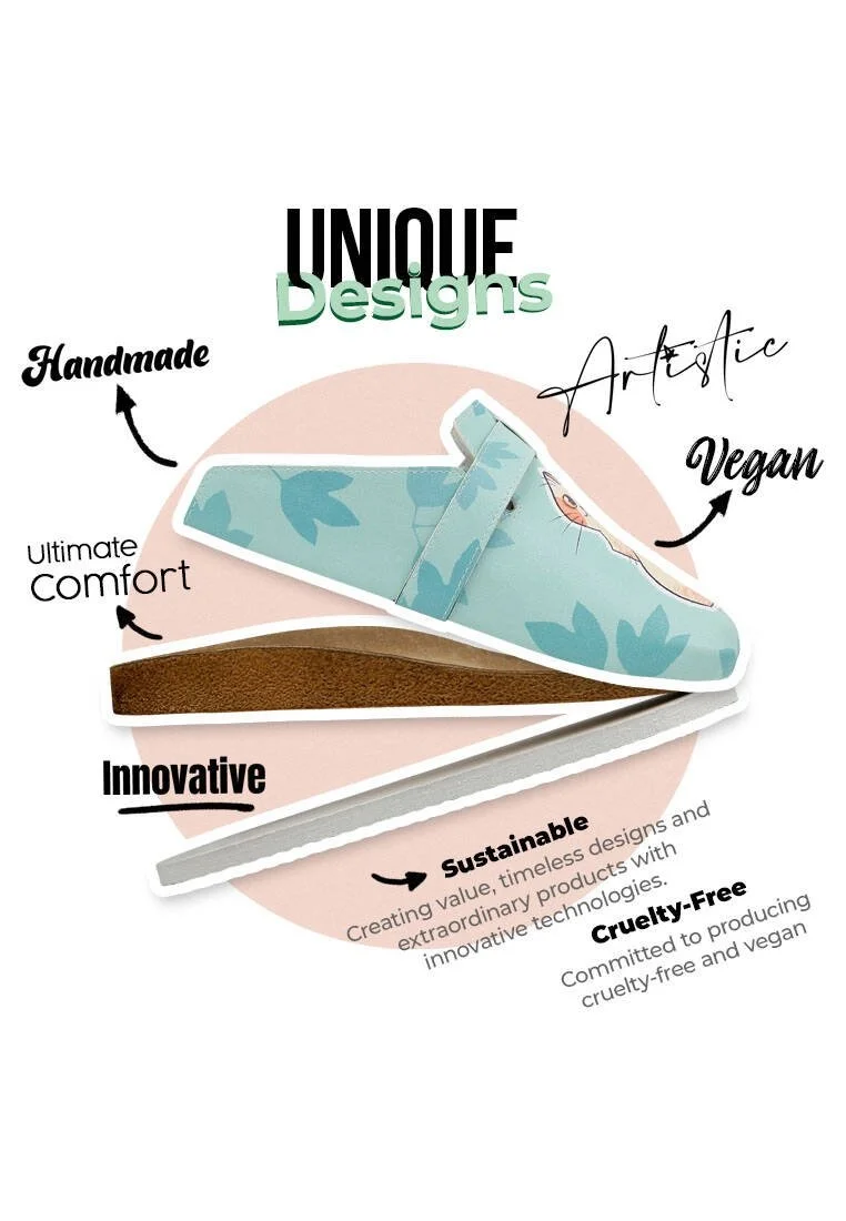 Femme Cuir Vegan Turquoise Chaussons - Everything is Gonna Be Purrfect Motif