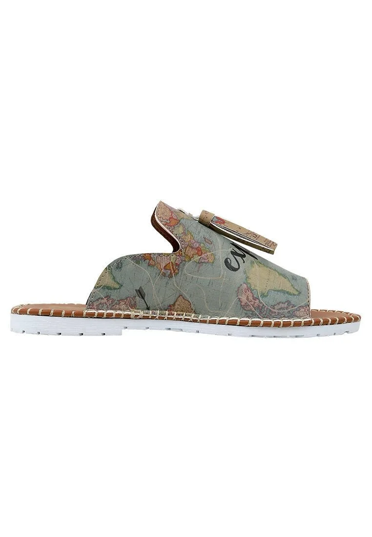 Femme Cuir Vegan Turquoise Chaussons - Explore Motif