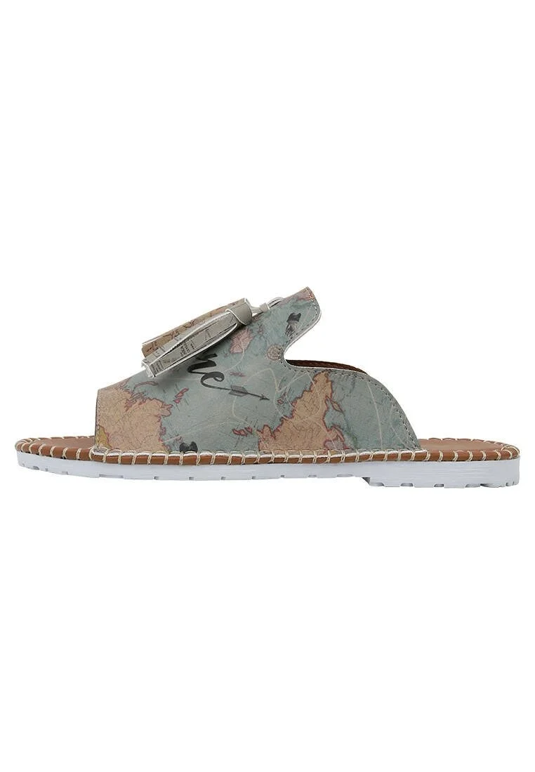 Femme Cuir Vegan Turquoise Chaussons - Explore Motif