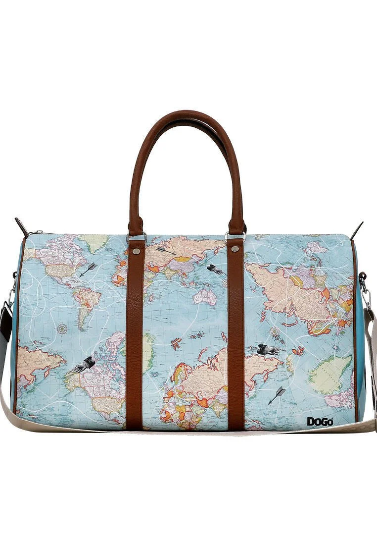 Femme Cuir Vegan Turquoise Sac de Voyage - Explore Motif Femme Cuir Vegan Turquoise Sac de Voyage - Explore Motif