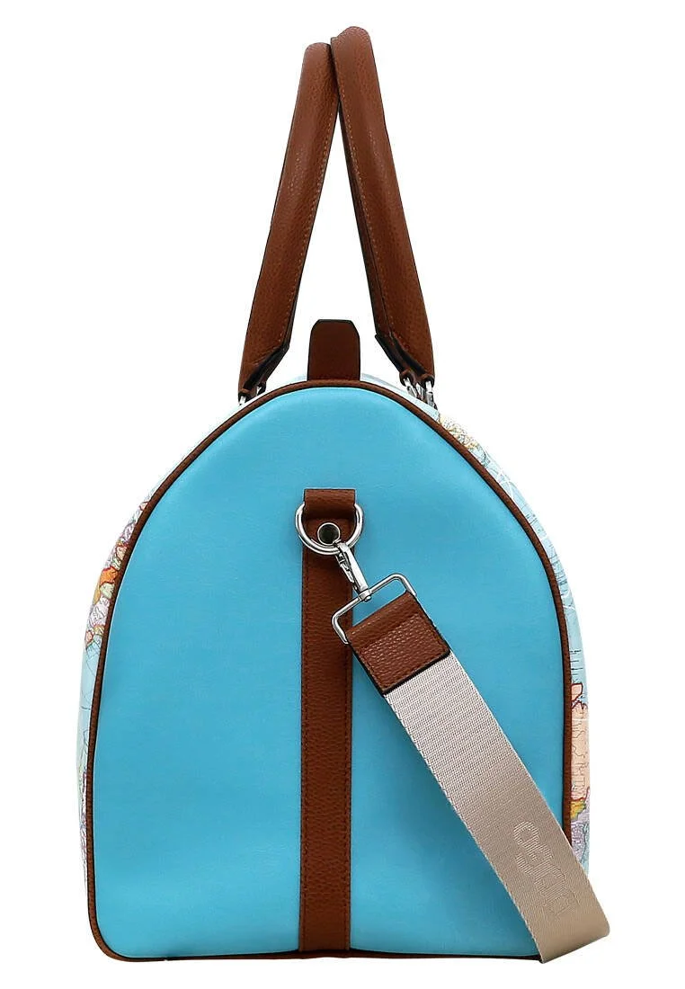 Femme Cuir Vegan Turquoise Sac de Voyage - Explore Motif Femme Cuir Vegan Turquoise Sac de Voyage - Explore Motif