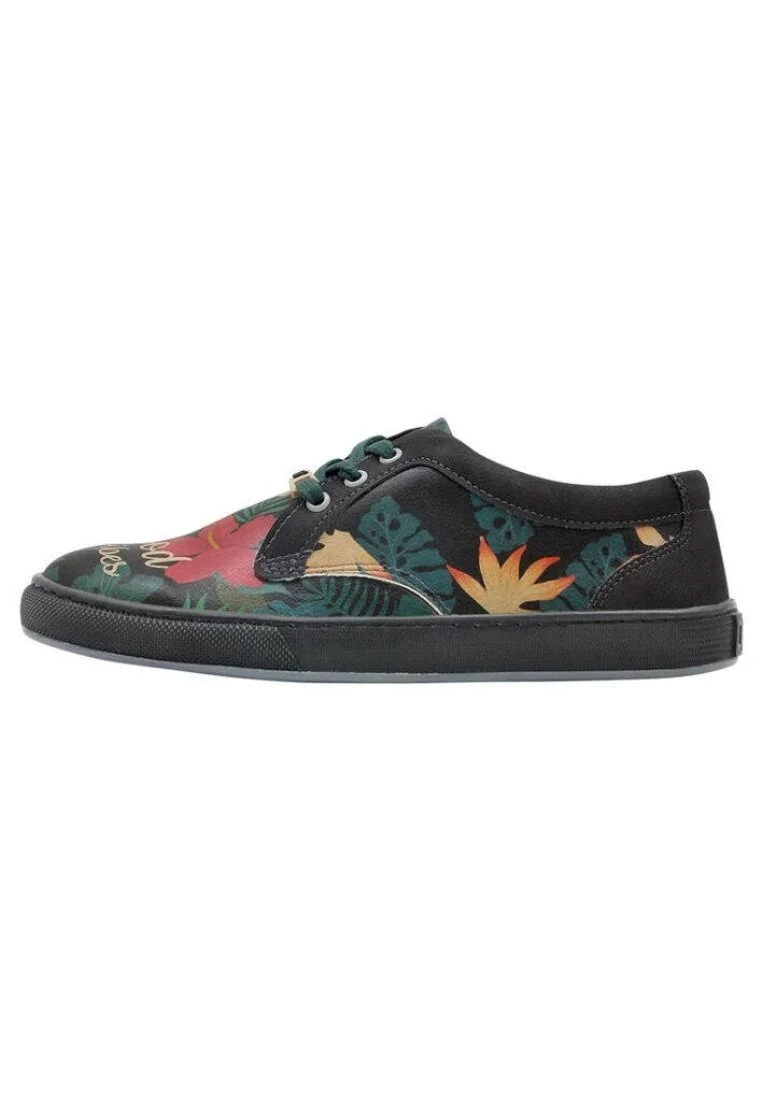 Femme Cuir Vegan Vert Baskets - Good Vibes Motif