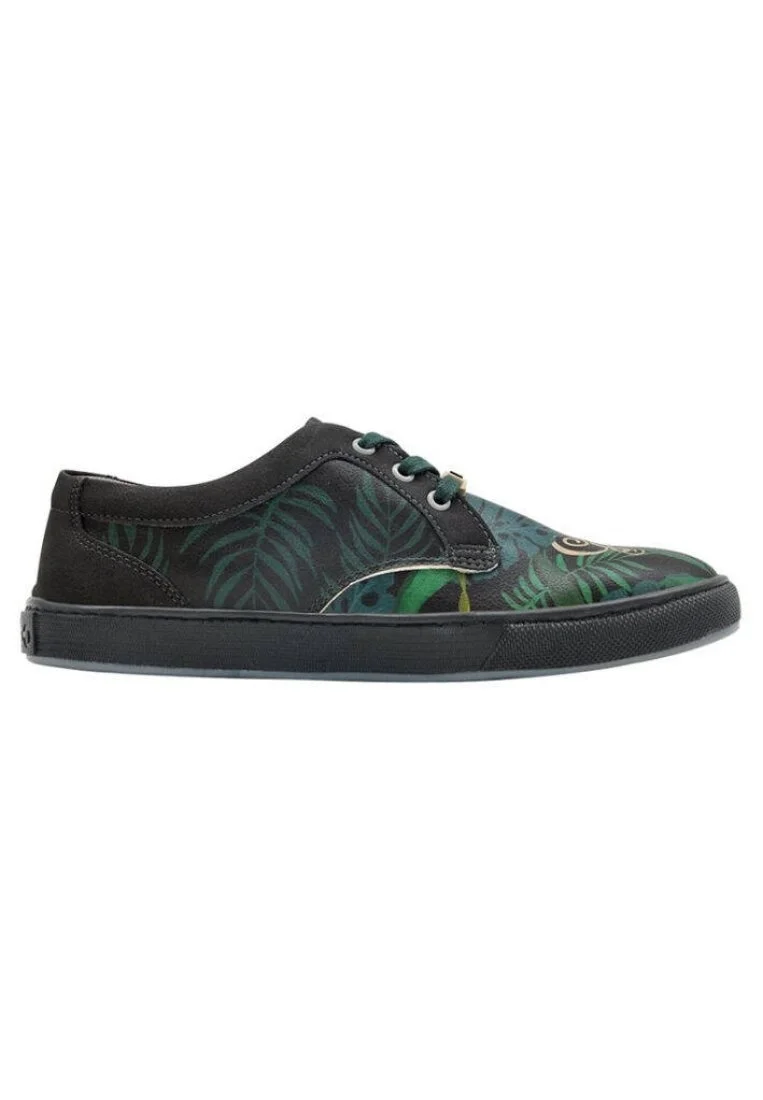Femme Cuir Vegan Vert Baskets - Good Vibes Motif