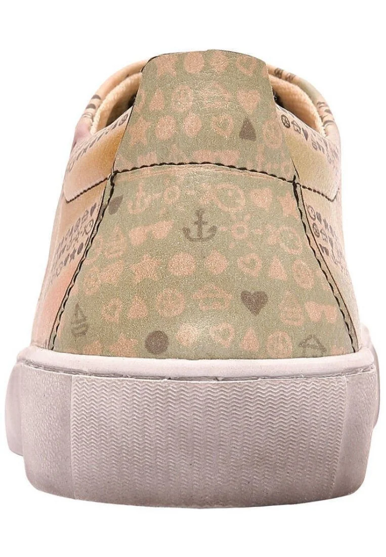 Femme Cuir Vegan Vert Baskets - Summer Checklist Motif