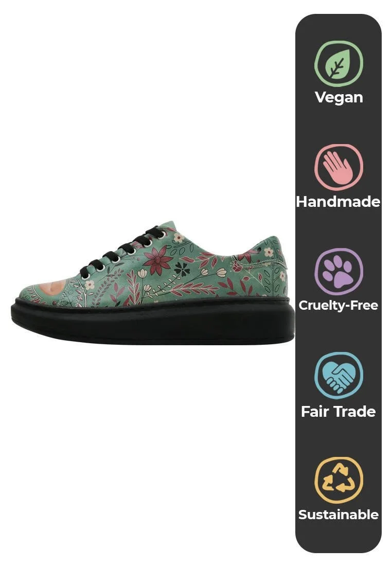 Femme Cuir Vegan Vert Baskets - Spirit Animal Motif
