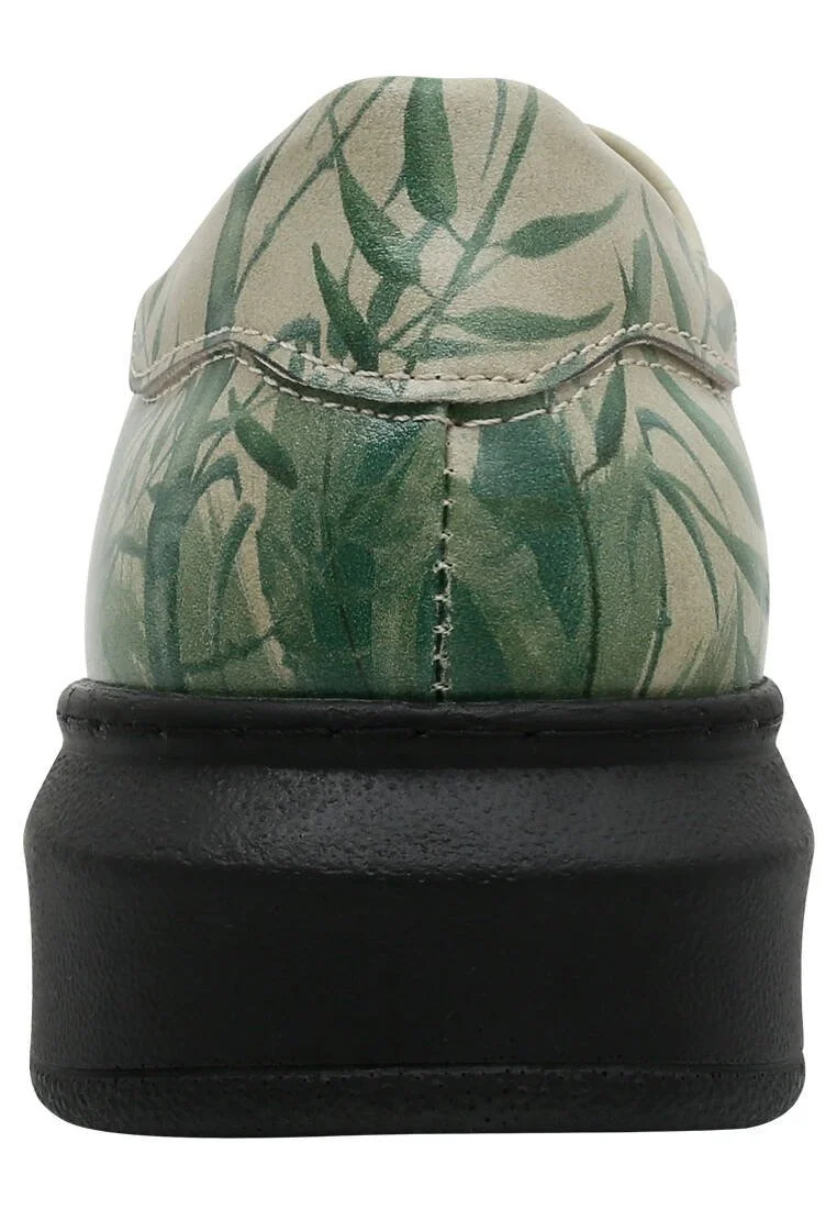 Femme Cuir Vegan Vert Baskets - Bamboo Lover Motif