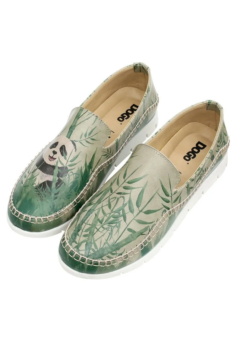 Femme Cuir Vegan Vert Baskets - Bamboo Lover Motif