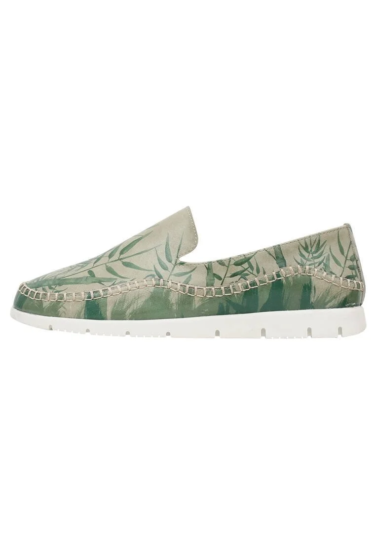 Femme Cuir Vegan Vert Baskets - Bamboo Lover Motif