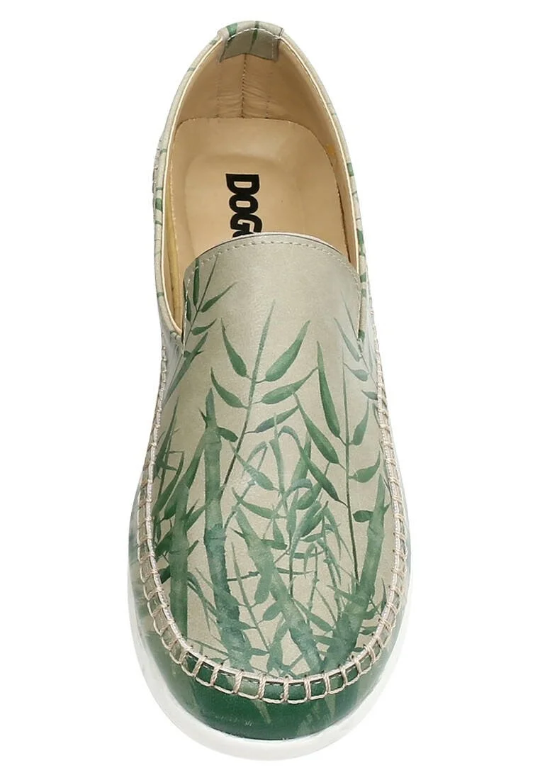 Femme Cuir Vegan Vert Baskets - Bamboo Lover Motif
