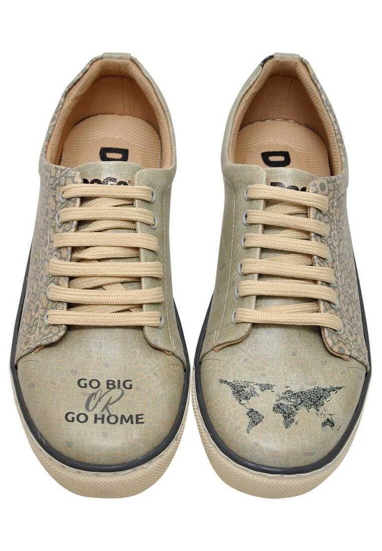 Femme Cuir Vegan Vert Baskets - Go Big Or Go Home Motif