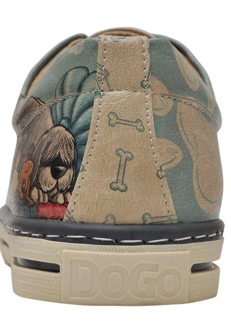 Femme Cuir Vegan Vert Baskets - Sleeping Dogs Motif