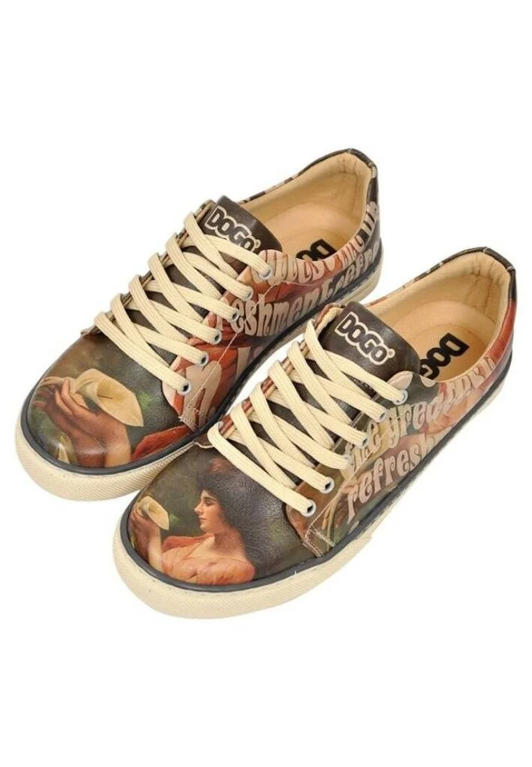 Femme Cuir Vegan Multicolore Baskets - Tulipa Motif