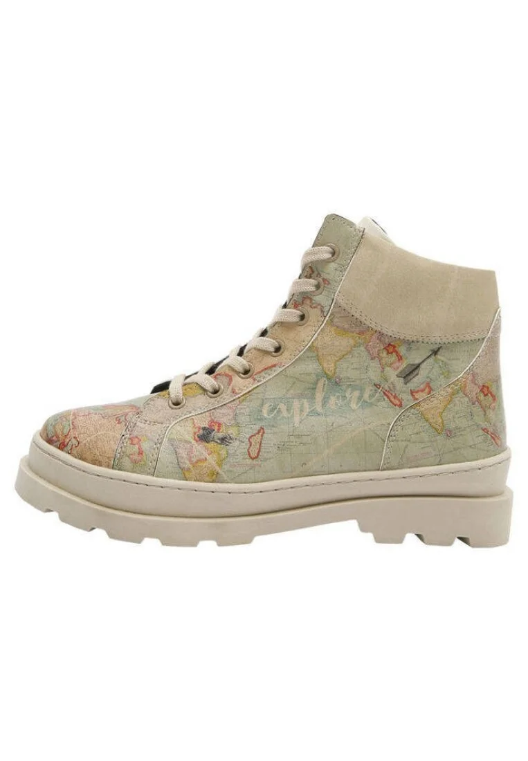 Femme Cuir Vegan Vert Bottes - Explore Motif