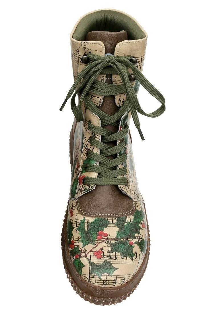 Femme Cuir Vegan Vert Bottes Longues - Your Voice is Like A Song To Me Motif