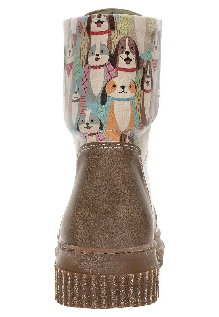 Femme Cuir Vegan Vert Bottes Longues - Best Friends Forever Motif