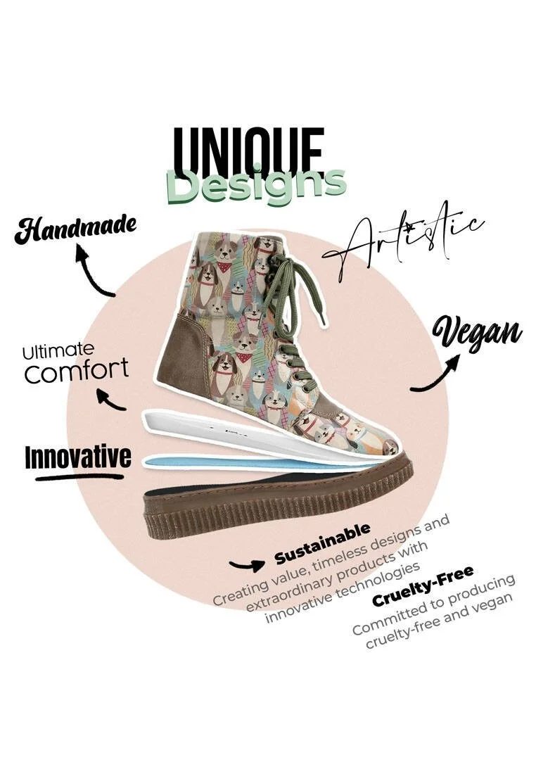 Femme Cuir Vegan Vert Bottes Longues - Best Friends Forever Motif