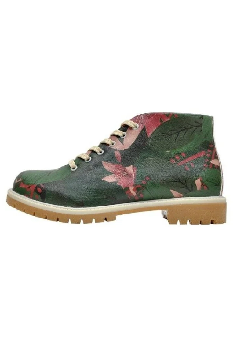 Femme Cuir Vegan Vert Bottines - Nope Motif