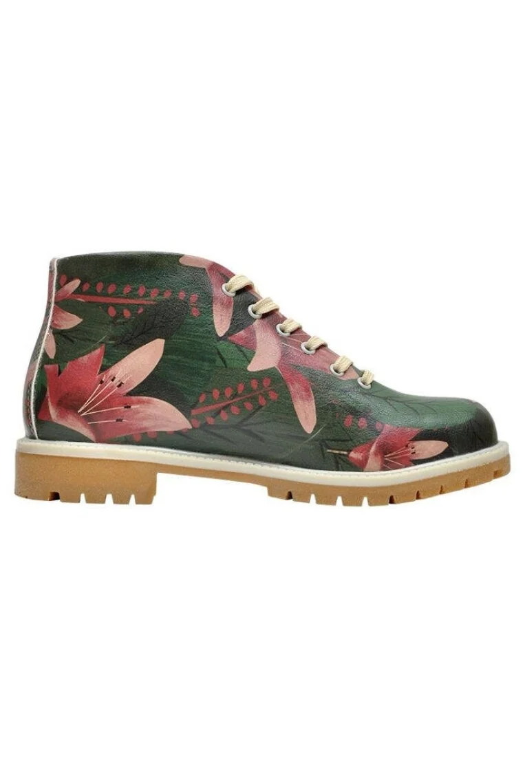 Femme Cuir Vegan Vert Bottines - Nope Motif