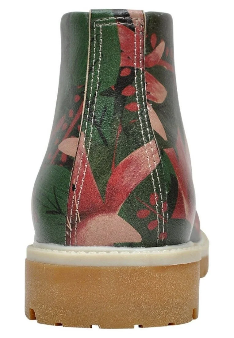 Femme Cuir Vegan Vert Bottines - Nope Motif