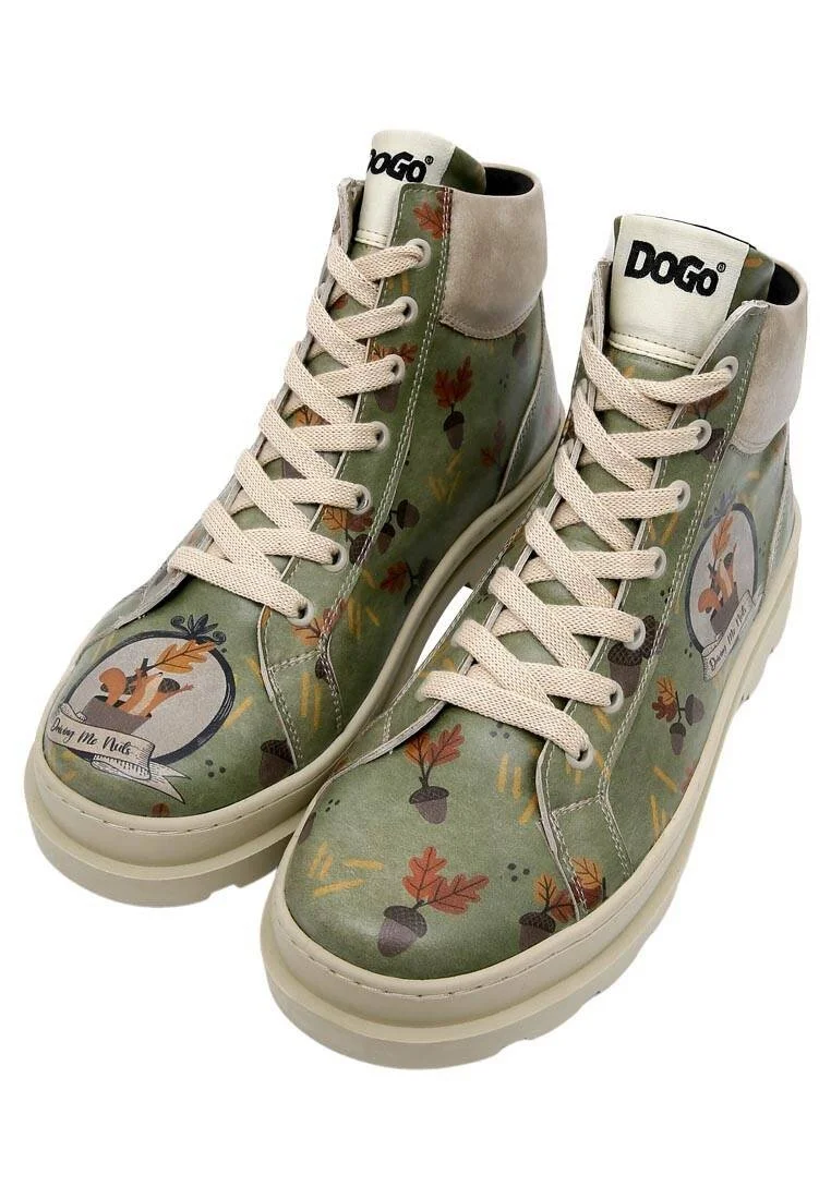 Femme Cuir Vegan Vert Bottines - Driving Me Nuts Motif