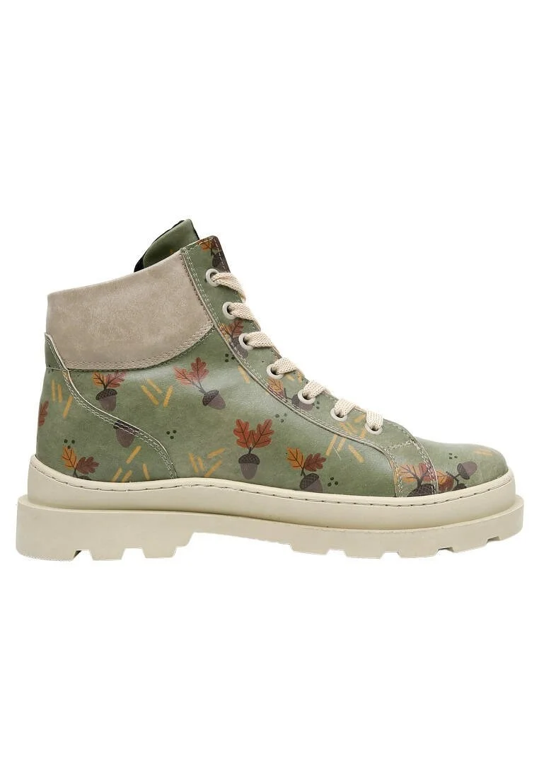 Femme Cuir Vegan Vert Bottines - Driving Me Nuts Motif