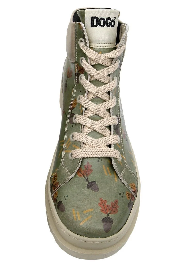 Femme Cuir Vegan Vert Bottines - Driving Me Nuts Motif