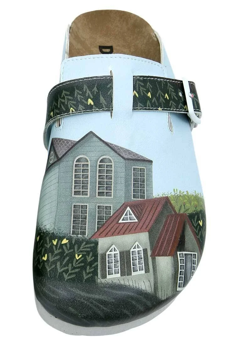 Femme Cuir Vegan Vert Chaussons - Going on an Adventure Motif