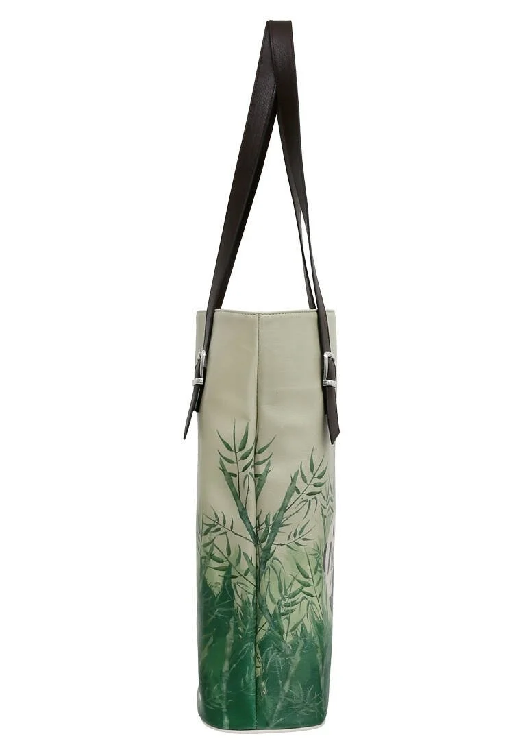 Femme Cuir Vegan Vert Sac d'épaule - Bamboo Lover Motif