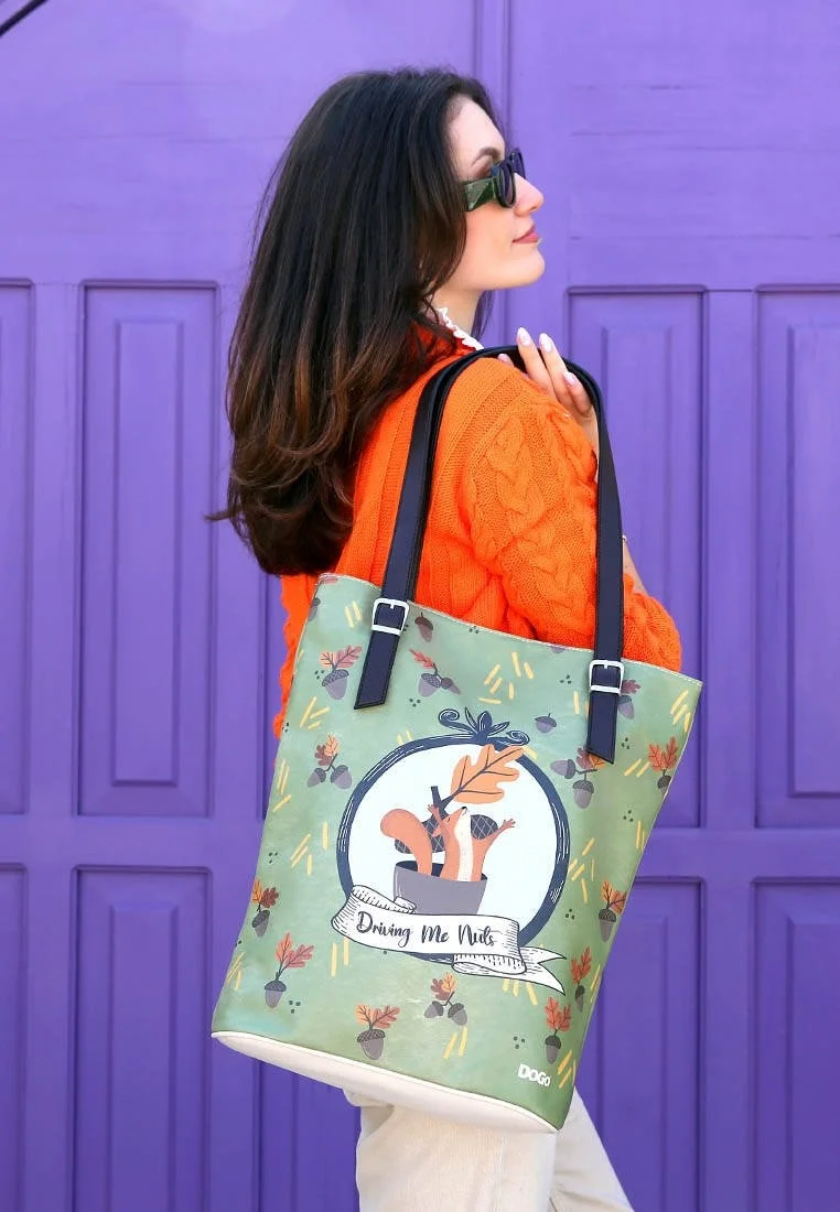 Femme Cuir Vegan Vert Sac d'épaule - Driving Me Nuts Motif