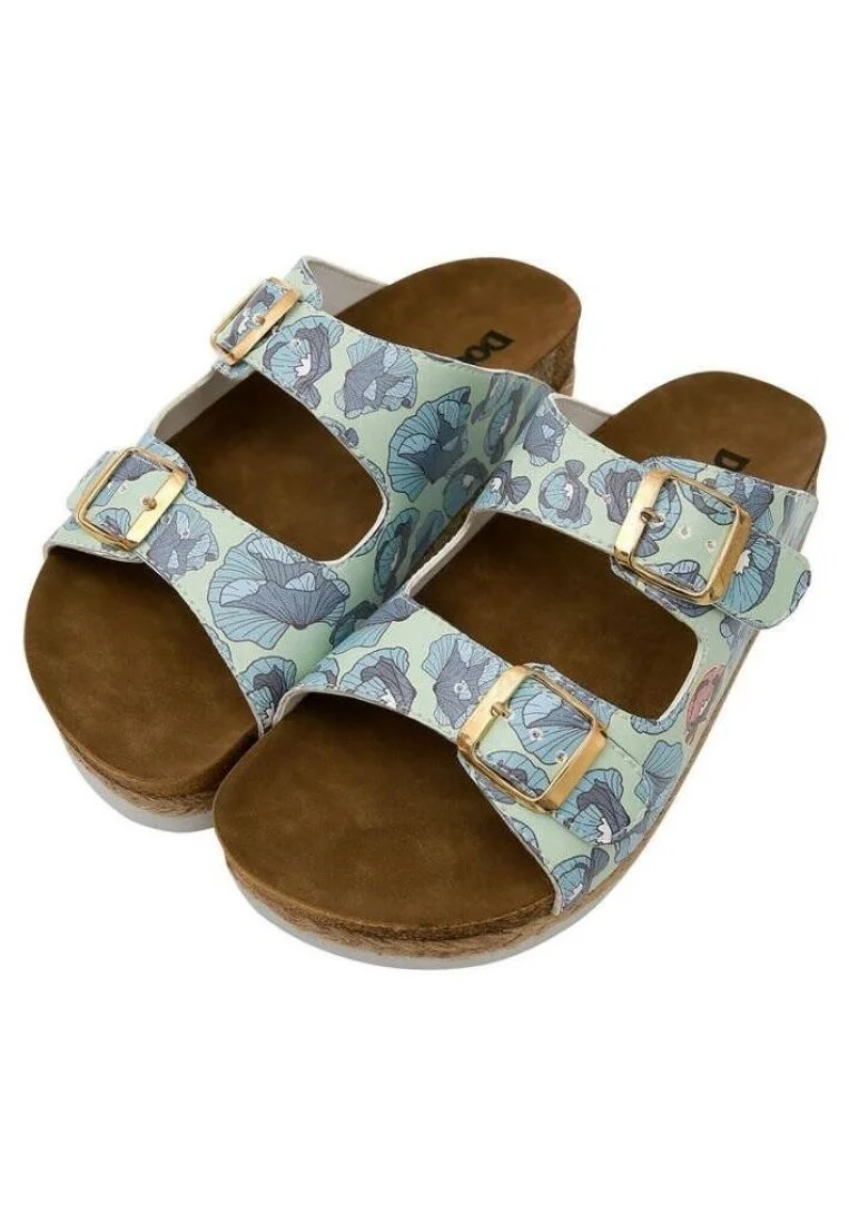 Femme Cuir Vegan Vert Sandales - Flory Motif
