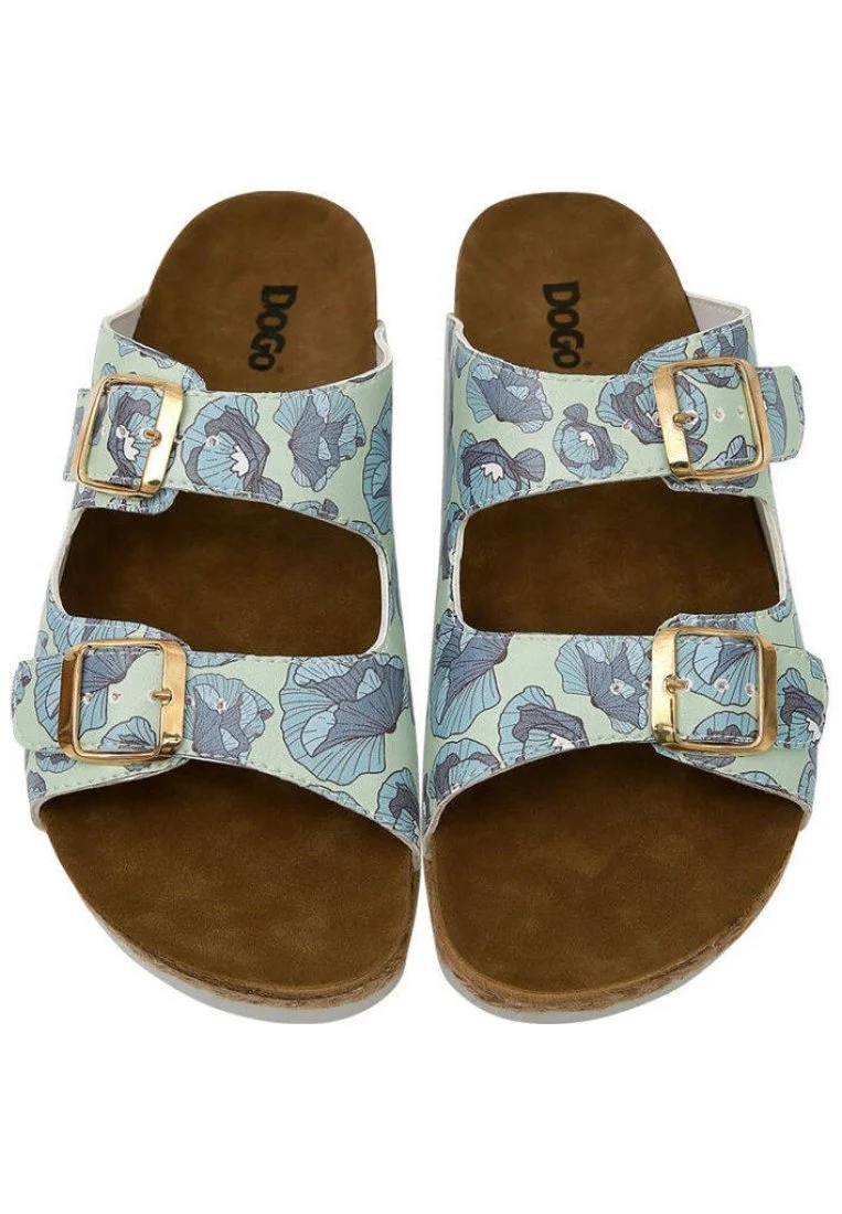 Femme Cuir Vegan Vert Sandales - Flory Motif