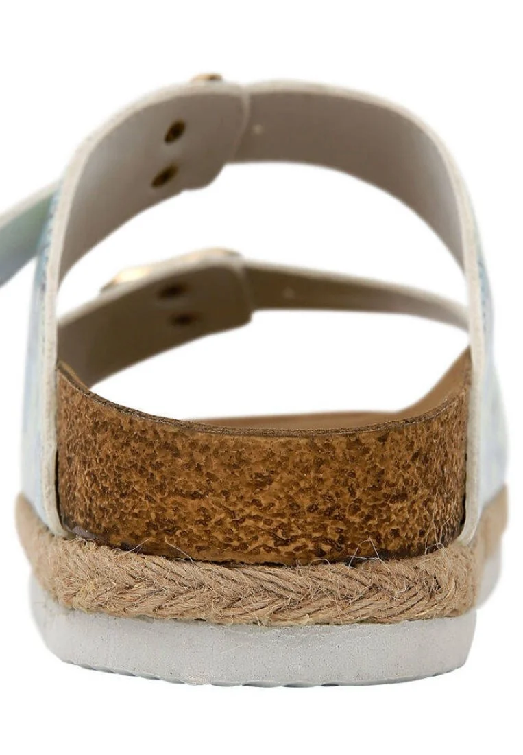 Femme Cuir Vegan Vert Sandales - Flory Motif