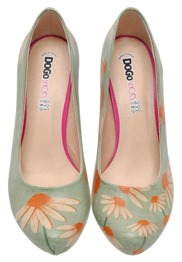 Femme Cuir Vegan Vert Talons Hauts - Smell Like Love Motif