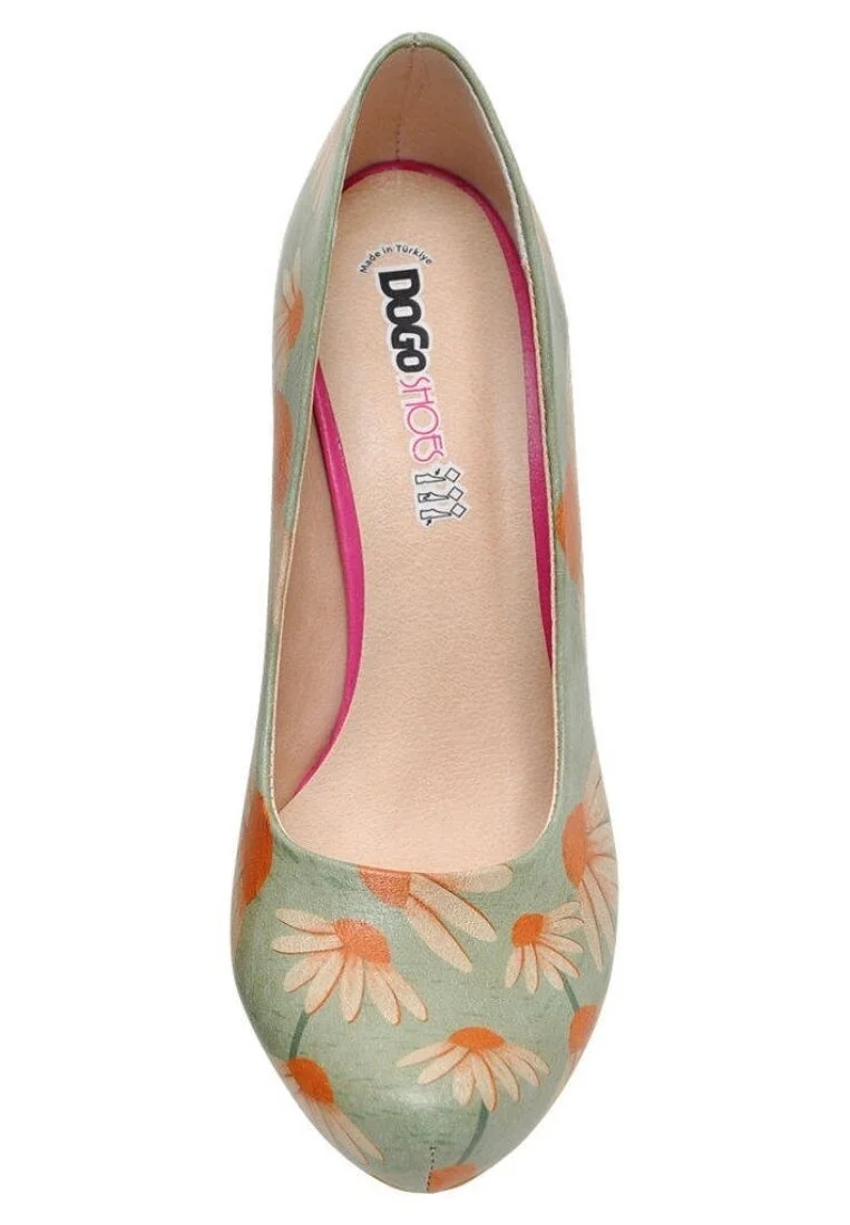 Femme Cuir Vegan Vert Talons Hauts - Smell Like Love Motif