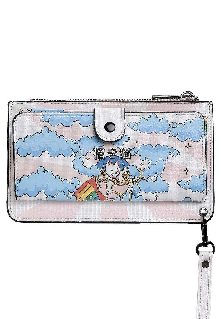 Femme Multicolore Portefeuille - The Lucky Cat Motif