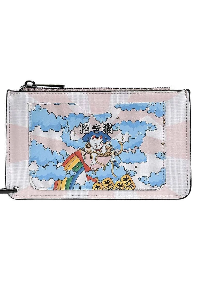 Femme Multicolore Portefeuille - The Lucky Cat Motif