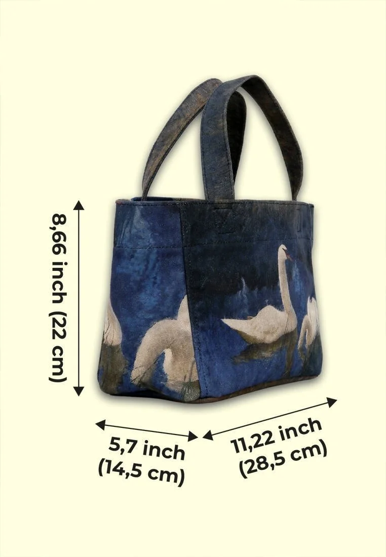 Femme Vegan Bleu Foncé Medium Tote Bag - Two Swans Motif